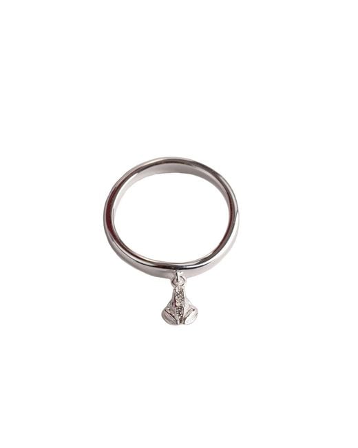 NASI SILVER White Leaping Frog Dangling Ring