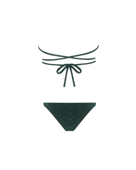 Nur Karaata Green Triangle Sparkle Bikini Set