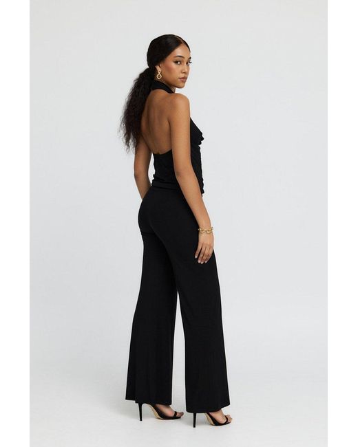 Why Mary Black Diana Cowl Halter Neck Jumpsuit