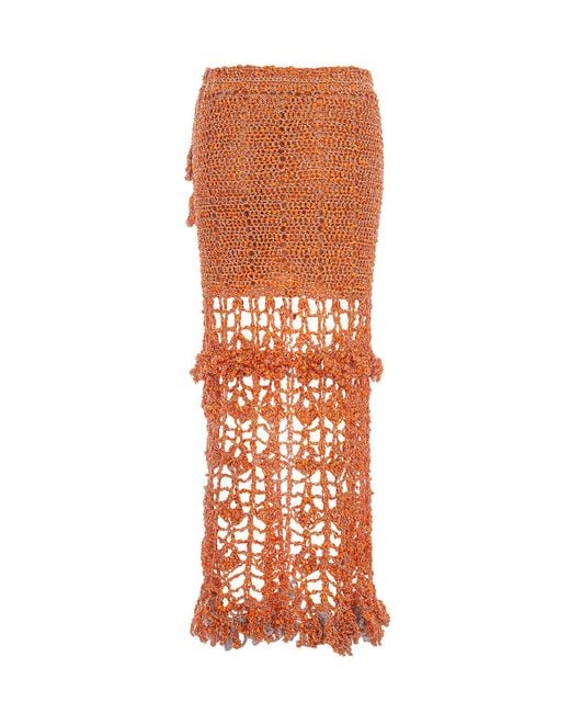 Andreeva Orange Chrysanthemum Handmade Crochet Skirt