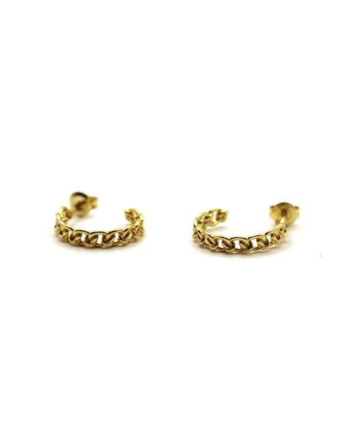 VicStoneNYC Fine Jewelry Metallic Chain Pattern Desgin Hoop Earrings