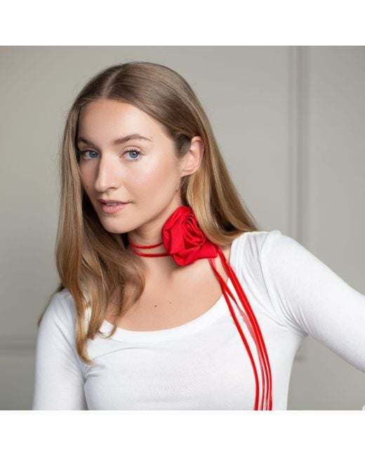 RainSisters Red Rose Flower Choker