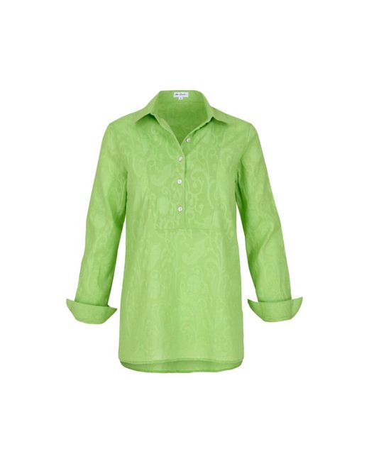 At Last Green Cotton Mayfair Shirt In Hand Woven Fresh Lime