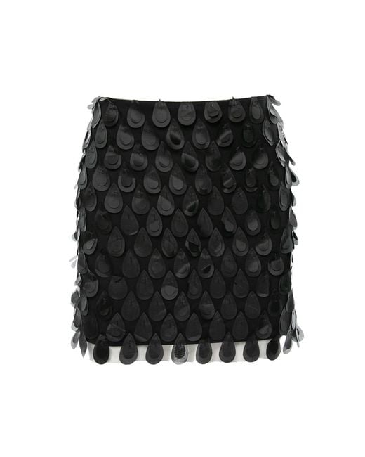 Silvia Serban Black 3D Application Organza Mini Skirt