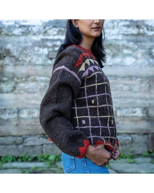 Charkha & Loom Black Graticula Pattu Jumper