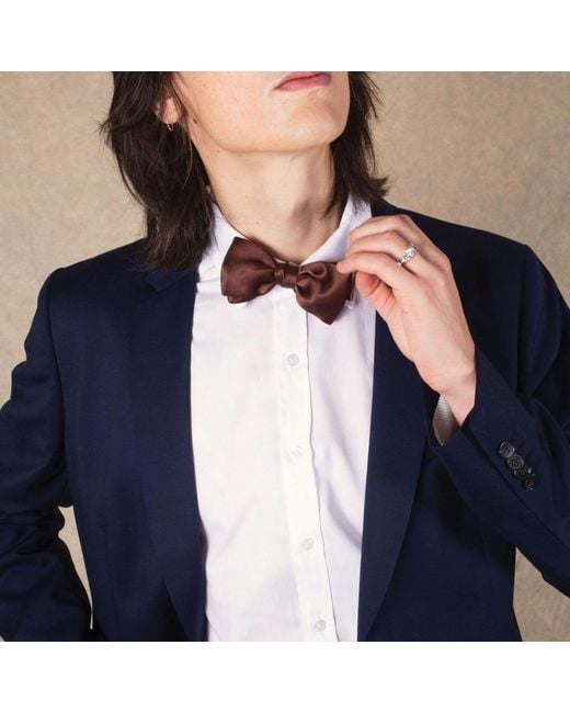 LE COLONEL Brown Chocolate Silk Bow Tie for men