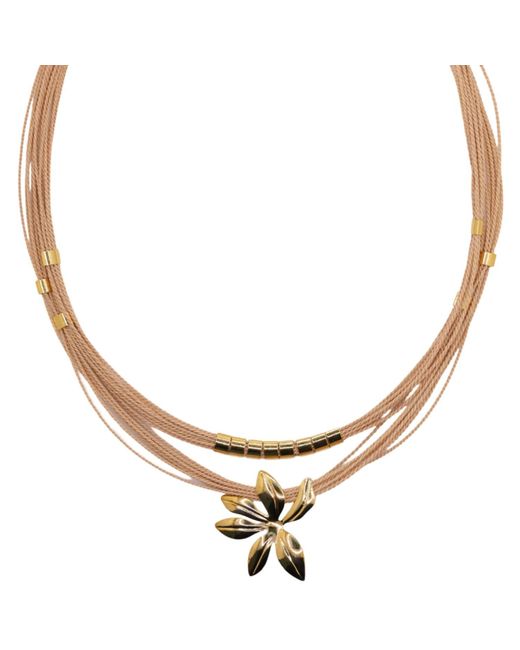 Nart Nature Making Art Metallic Neutrals The Flower Buriti Natural Fiber Necklace