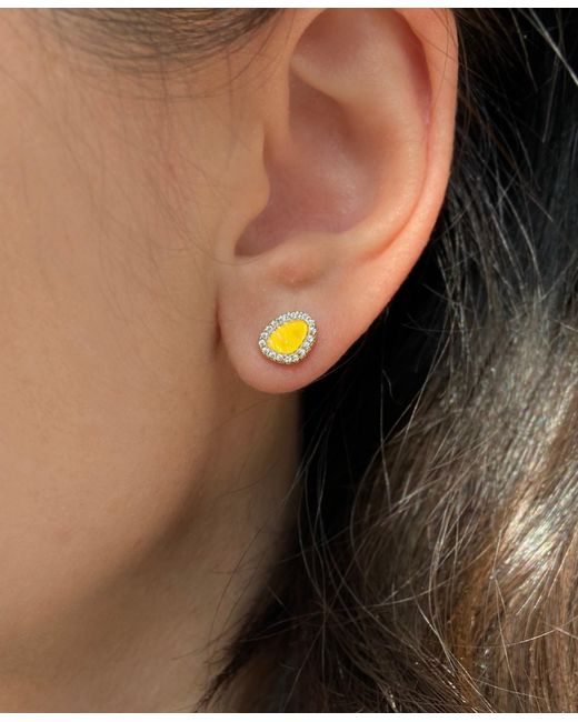 KAMARIA Metallic Opal Pebble Stud Earrings