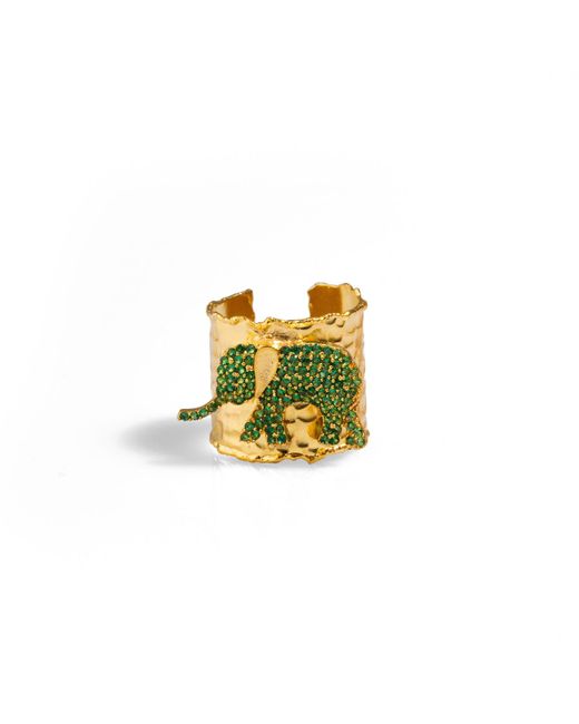 Ebru Jewelry Yellow Guardian Elephant Chunky Adjustable Ring