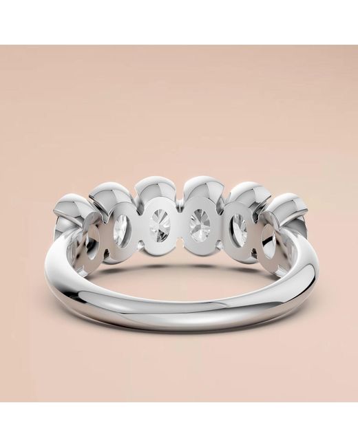 Aya Fine Jewelry White Elegant Oval Lab Diamond Wedding Band 2.57 Cwt