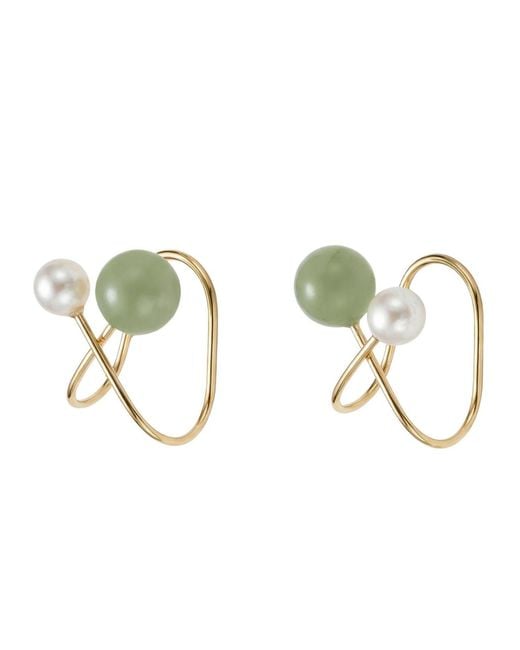 seree Green Colette Jade And Pearl Ear Cuffs