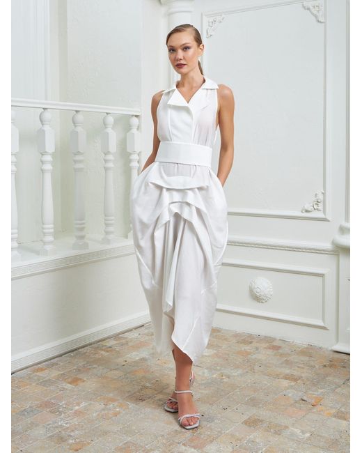 Lumina Eligma White The Tuxedo Dress