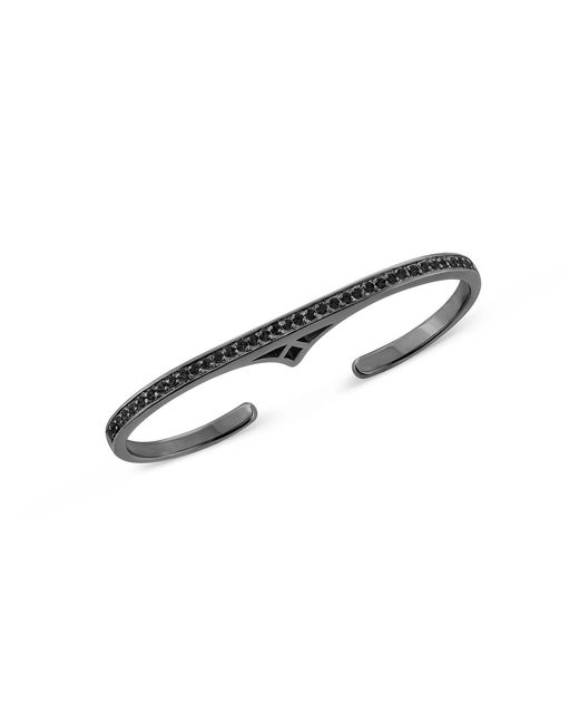 SALLY SKOUFIS Naked Double Finger Ring With Made Diamonds In Black sally-skoufis-naked-double-finger-ring-with-made-diamonds-in-black