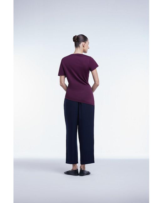 Dāl the Label Purple Asymmetrical Short Sleeve Top Raisin