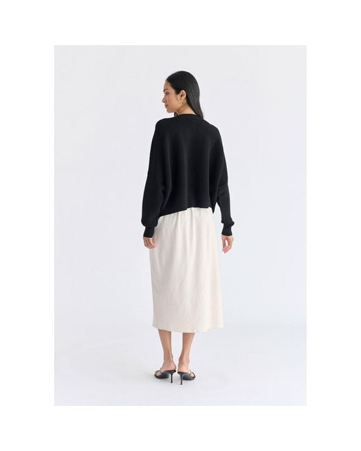 Paisie Black Cropped Ribbed Jumper