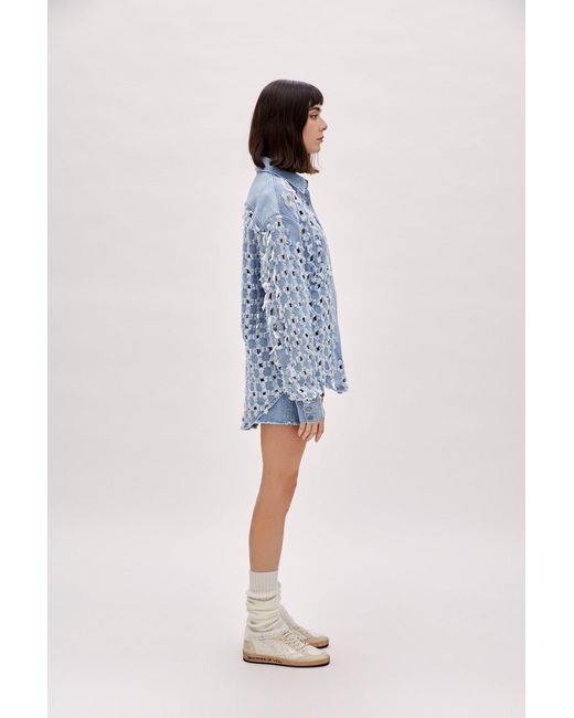 Pcfg Blue Perforated Denim Shirt