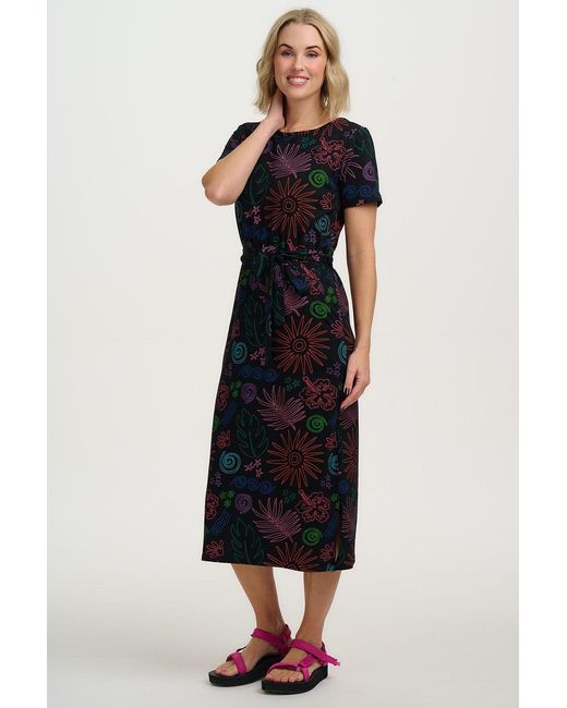 Sugarhill Black Flissy Jersey Midi Dress, Island Fiesta