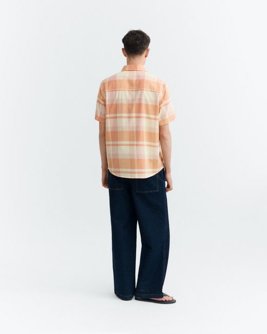 Thinking Mu Orange Plaid Shirt Tom for men