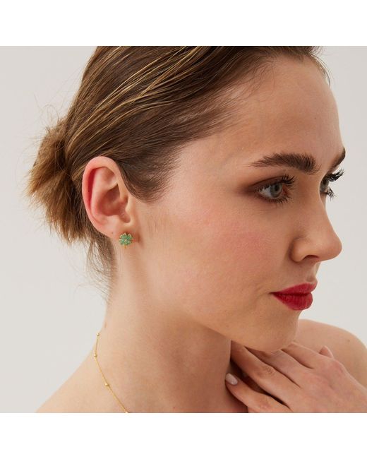 Spero London Four Leaves Clover Sterling Silver Earring & Necklace Set In Green