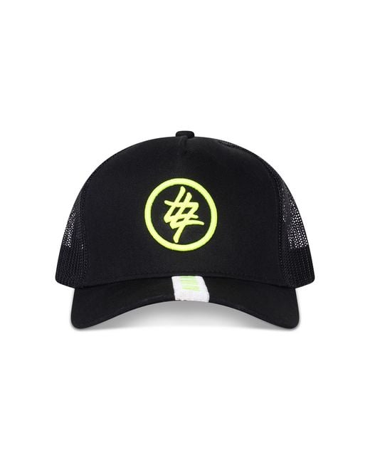 474 co Black Neon Strip Circle 474 Logo Trucker Hat for men