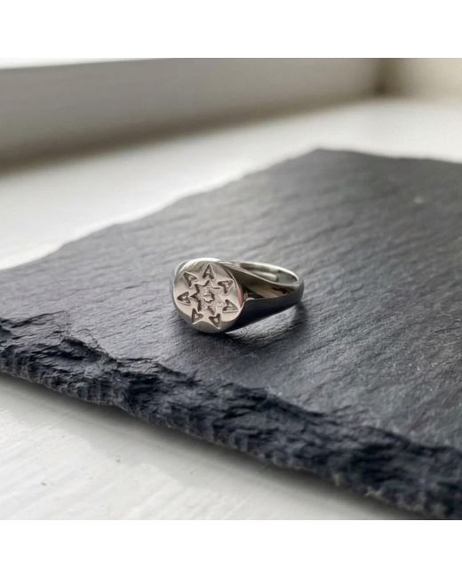 Spero London White Star Sun Stackable Sterling Signet Ring
