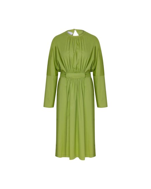NAZLI CEREN Green Martha Open Back Cotton Dress