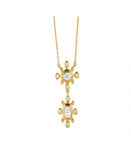 Artisan Metallic 14K Diamond Geometric Drop Pendant Necklace