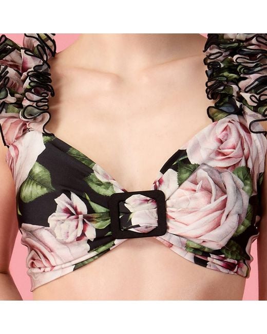 Nur Karaata Black Lily Top Bloom Bikini Set