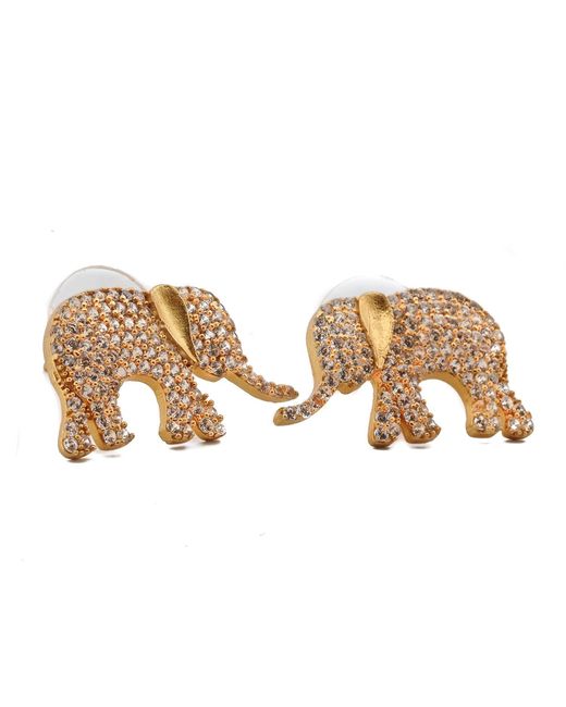 Ebru Jewelry Metallic Guardian Diamond Elephant Stud Earrings