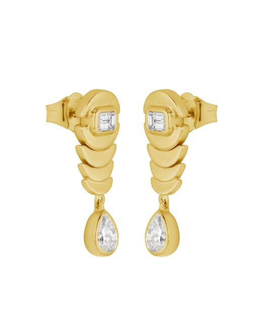 Artisan Yellow Pear Shape & Emerald Cut Diamond Drop Earrings