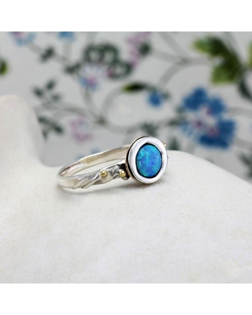 Isla Silver Blue Handmade Opulent Opal Ring