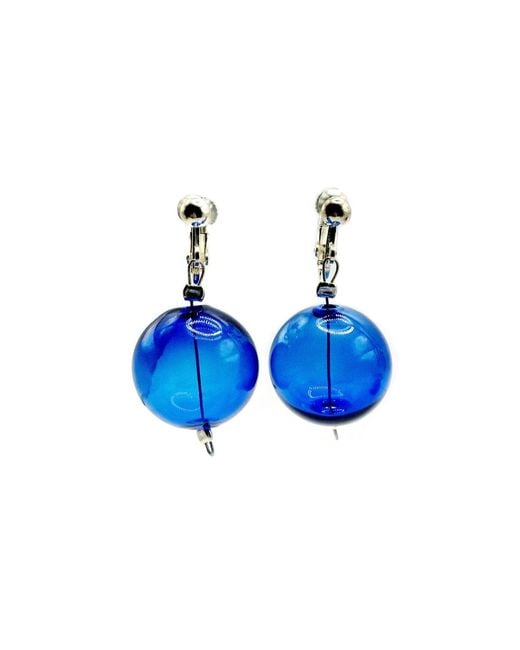 Laura Daili Blue Cobalt Moon Clip-On Earrings