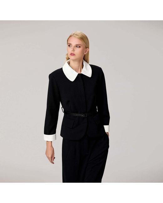 Smart and Joy Black Double Breasted Collar Jacket