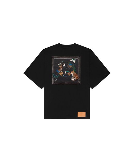 PLACE OF ELMS Black The Jungle T-Shirt for men