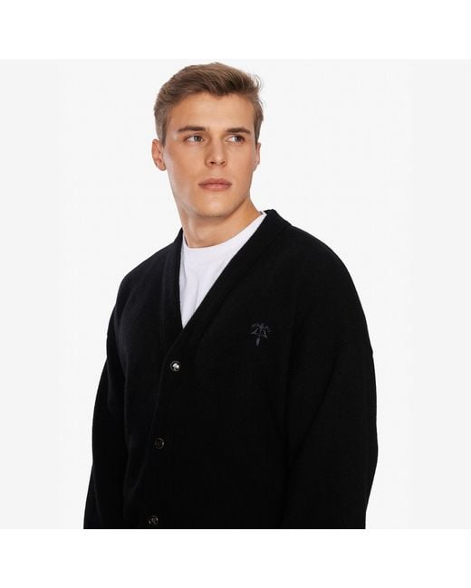 PLACE OF ELMS Black Nero Cardigan Sweater for men