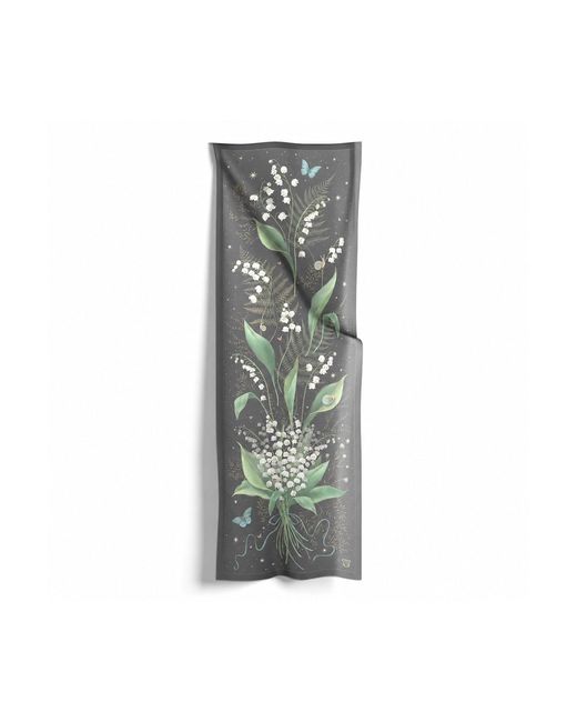 Silk&Soul Green Lily Of The Valley Silk Scarf
