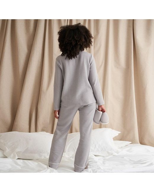Pretty You London Gray Luxury Suite Waffle Pyjama Set