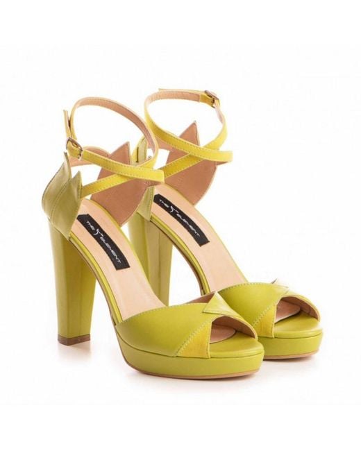 The 5Th Element Purple Flowers Lime Platform Sandals