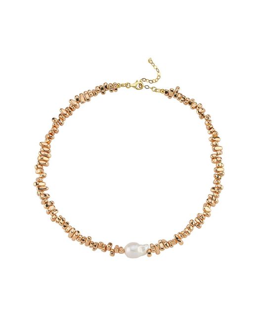 LINYA JEWELLERY Metallic Sirius Baroque Pearl Hematite Stone Necklace