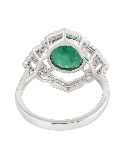 Artisan Green Emerald And Diamond Halo Ring
