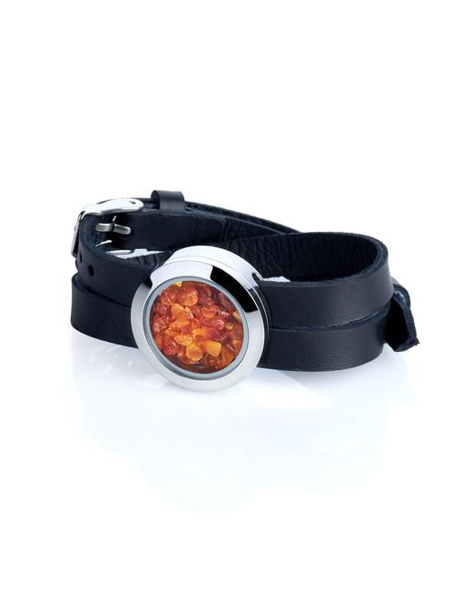 My Little Nature Blue Sustainable Leather Bracelet With Natural Amber – Designer Jewelry