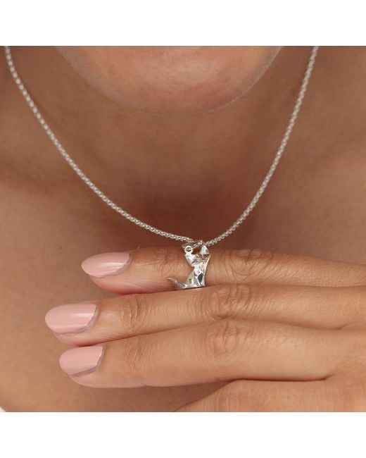 Lily Charmed Metallic Sterling Origami Fox Charm Necklace