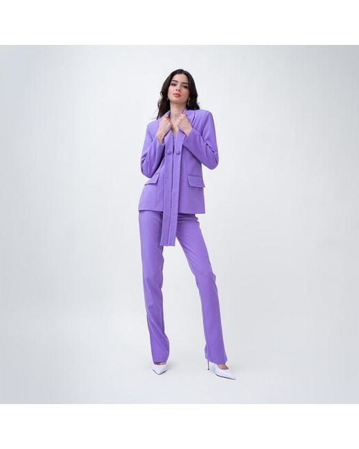 BLUZAT Purple Lilac Slim Fit Trousers