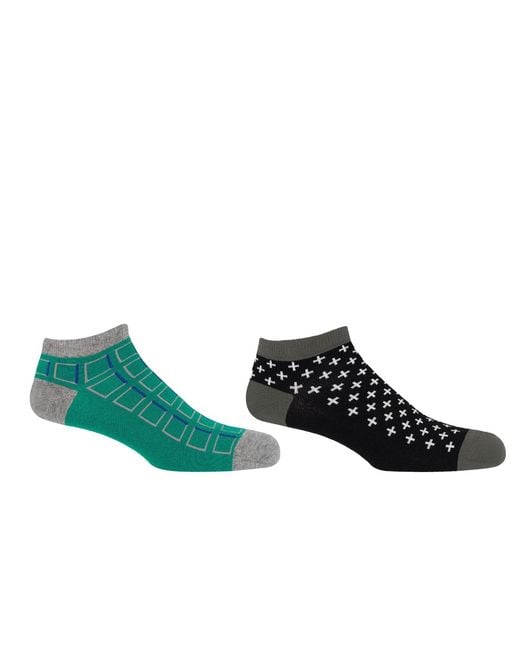 Peper Harow - Made in England Green Crosslet & Cube Trainer Socks Bundle for men