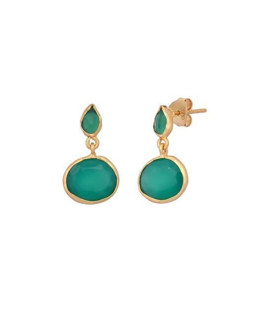 Opium Jewels Green Double Droplet Oval Studs