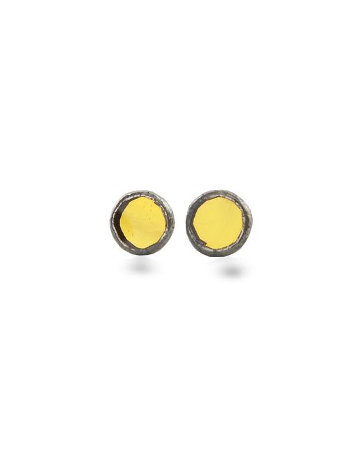 Laura Daili Yellow Full Moon Tiny Mirror Earrings