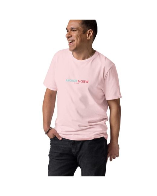 Anchor and Crew Pink Cotton One Moon Safari Editions Organic Cotton T-Shirt for men