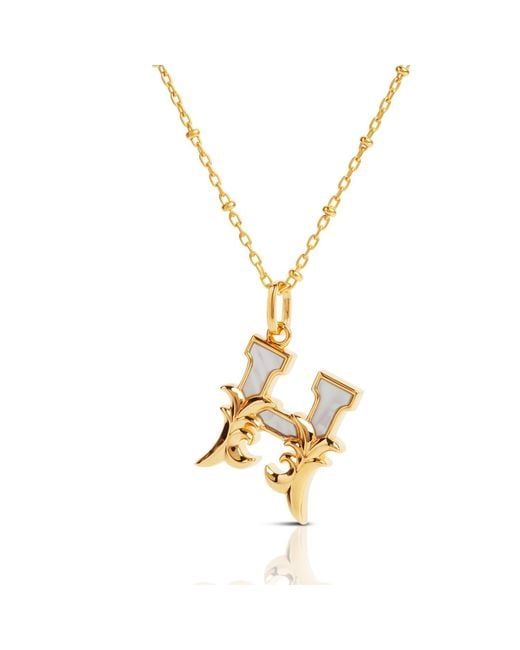 Kasun Metallic Plated H Initial Necklace With Mother Of Pearl