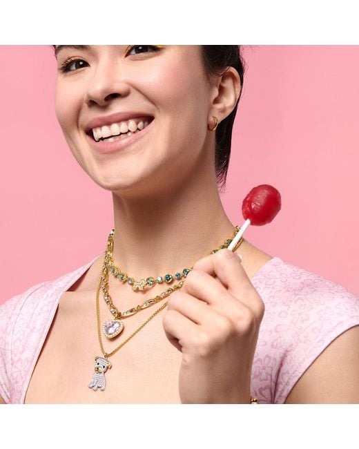 Cloud Haven Metallic Heart Crystal Logo Necklace