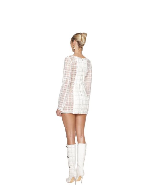 GOD SAVES QUEENS White Executive Tweed Dress